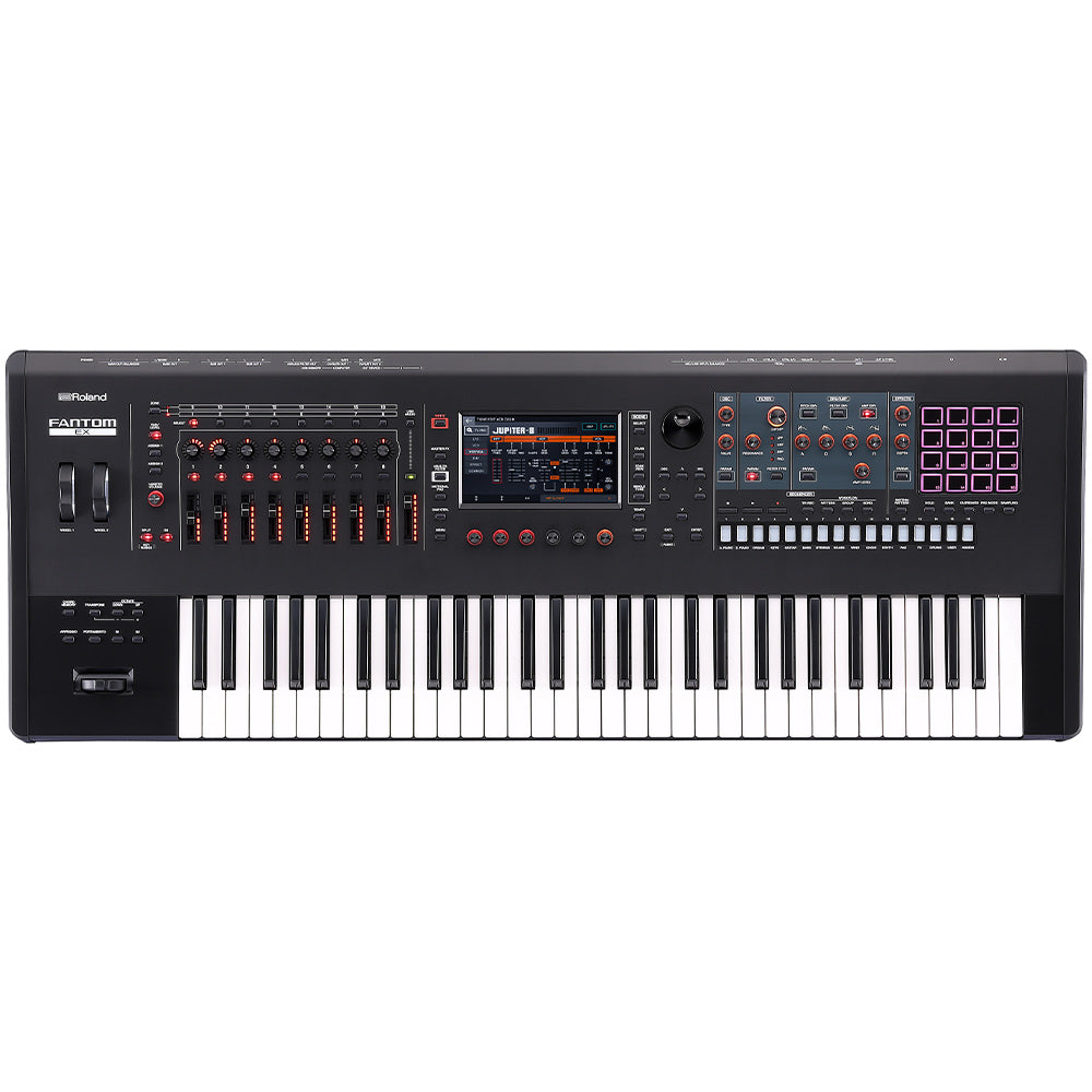 Roland Fantom 6 EX Synthesizer Keyboard Front ; Roland Fantom 6 EX Synthesizer Keyboard Front Angle ; Roland Fantom 6 EX Synthesizer Keyboard Angle ; Roland Fantom 6 EX Synthesizer Keyboard Rear