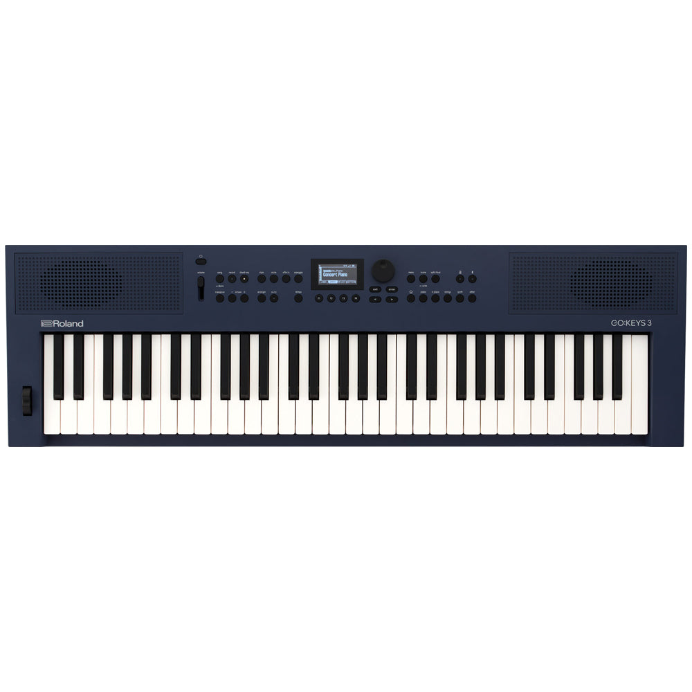 Roland GO:KEYS 3 Portable Keyboard Midnight Blue Front ; Roland GO:KEYS 3 Portable Keyboard Midnight Blue Angle ; Roland GO:KEYS 3 Portable Keyboard Midnight Blue Rear