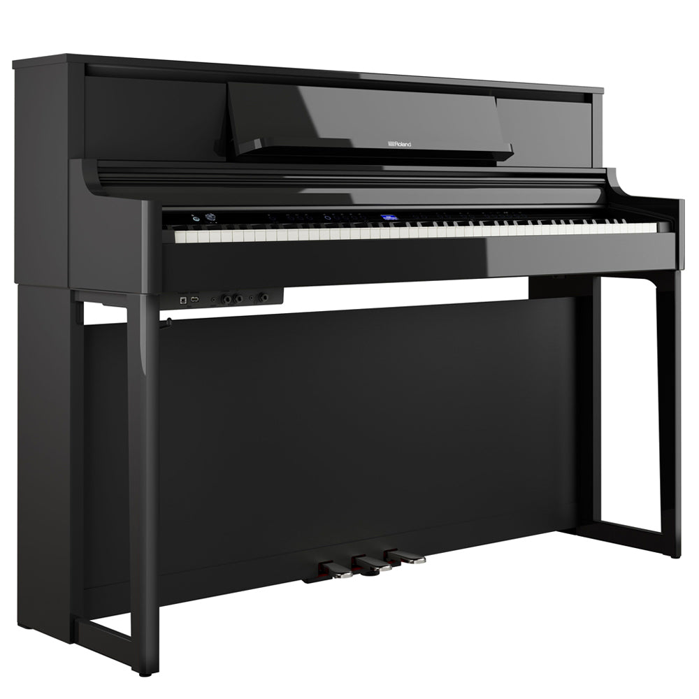 Roland LX5PE Digital Piano Polished Ebony W/Piano Bench Angle ; Roland LX5PE Digital Piano Polished Ebony W/Piano Bench Front