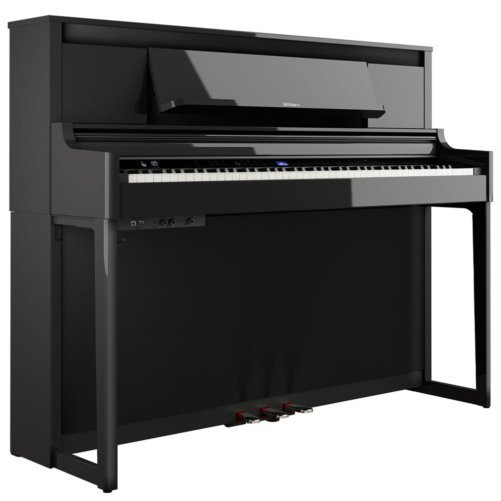 Roland LX6PE Digital Piano Polished Ebony W/Piano Bench Angle ; Roland LX6PE Digital Piano Polished Ebony W/Piano Bench Front