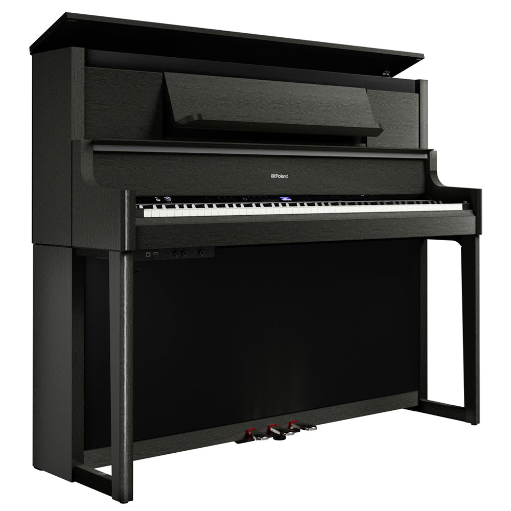 Roland LX9CH Digital Piano Charcoal W/Piano Bench Angle ; Roland LX9CH Digital Piano Charcoal W/Piano Bench Front ; Roland LX9CH Digital Piano Charcoal W/Piano Bench Ebony Top