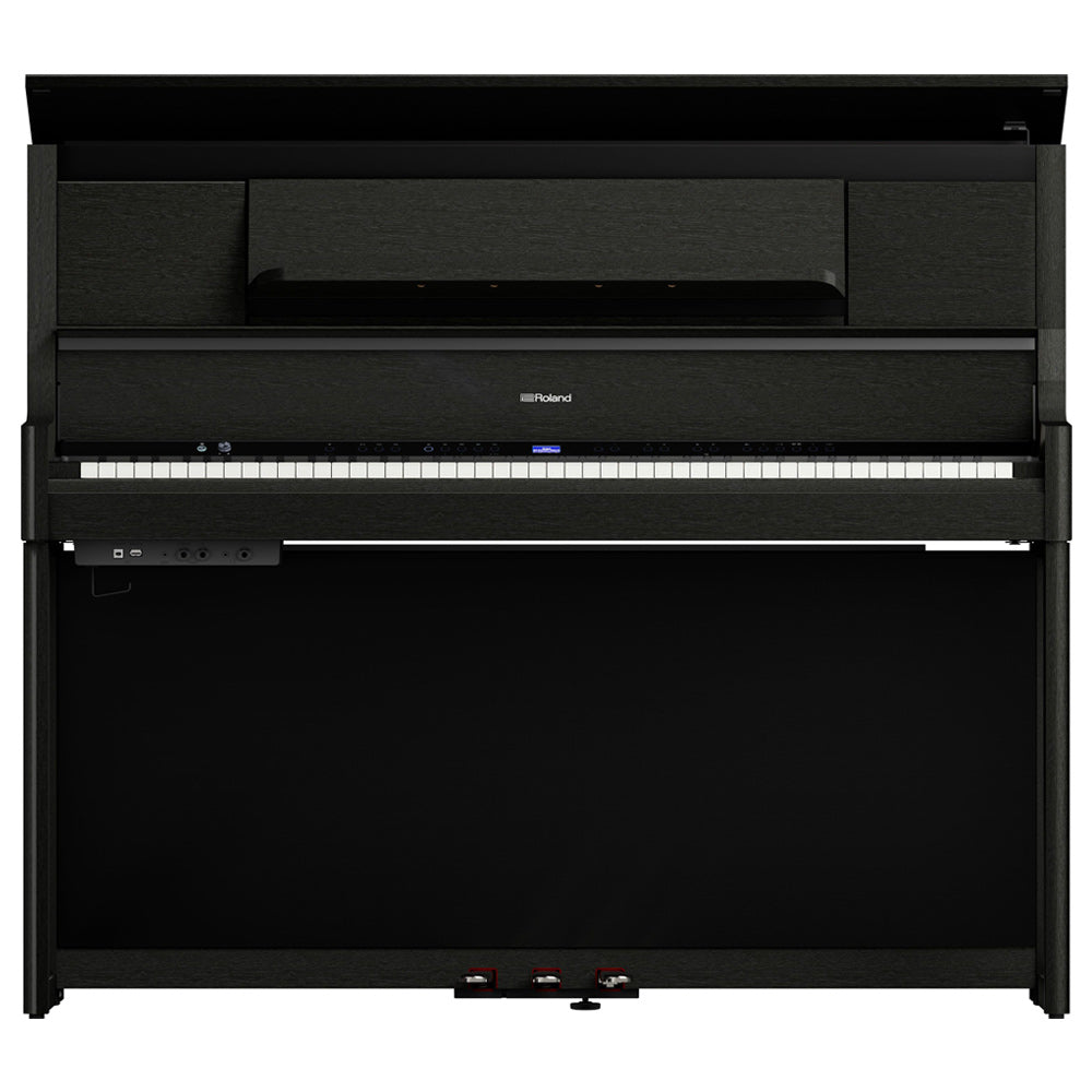 Roland LX9CH Digital Piano Charcoal W/Piano Bench Angle ; Roland LX9CH Digital Piano Charcoal W/Piano Bench Front ; Roland LX9CH Digital Piano Charcoal W/Piano Bench Ebony Top