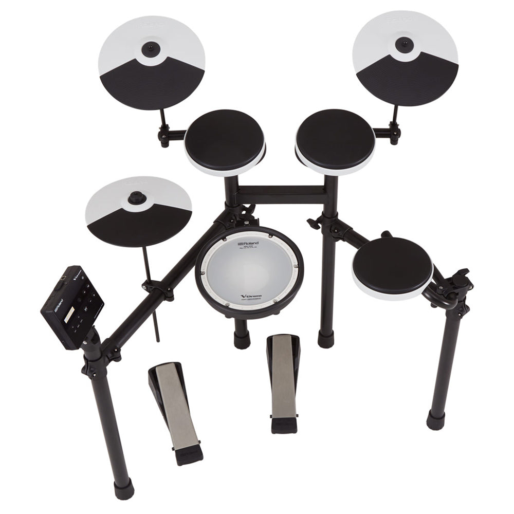 Roland TD-02KV V-Drums Complete Electronic Drum Kit Front ; Roland TD-02KV V-Drums Complete Electronic Drum Kit Module Front ; Roland TD-02KV V-Drums Complete Electronic Drum Kit Side ; Roland TD-02KV V-Drums Complete Electronic Drum Kit Module Top ; Roland TD-02KV V-Drums Complete Electronic Drum Kit Above