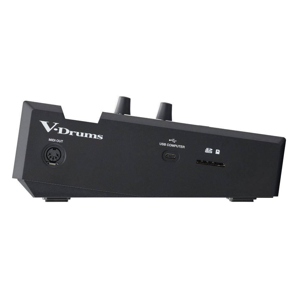 Roland V31 Module ; Roland V31 Drum Sound Module Side View ; Roland V31 Drum Sound Module Top View with sticks ; Roland V31 Drum Sound Module Back View