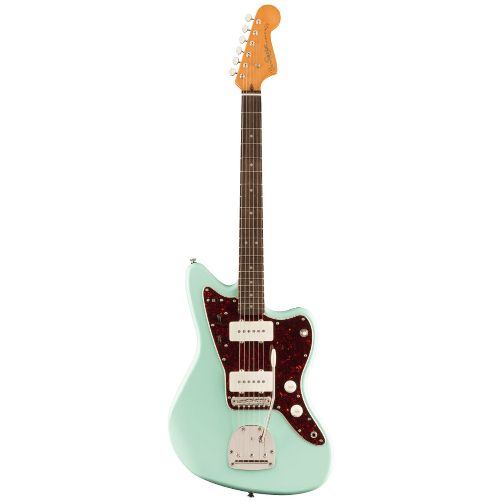 Squier FSR Classic Vibe 60s Jazzmaster Surf Green Body View ; Squier FSR Classic Vibe 60s Jazzmaster Surf Green Full View ; Squier FSR Classic Vibe 60s Jazzmaster Surf Green Back View