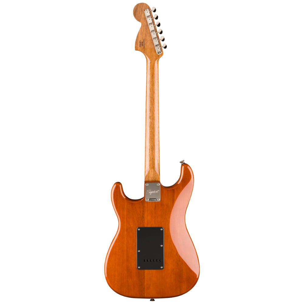 Squier FSR Classic Vibe '70s Stratocaster Mocha Body View ; Squier FSR Classic Vibe '70s Stratocaster Mocha Full View ; Squier FSR Classic Vibe '70s Stratocaster Mocha Back View