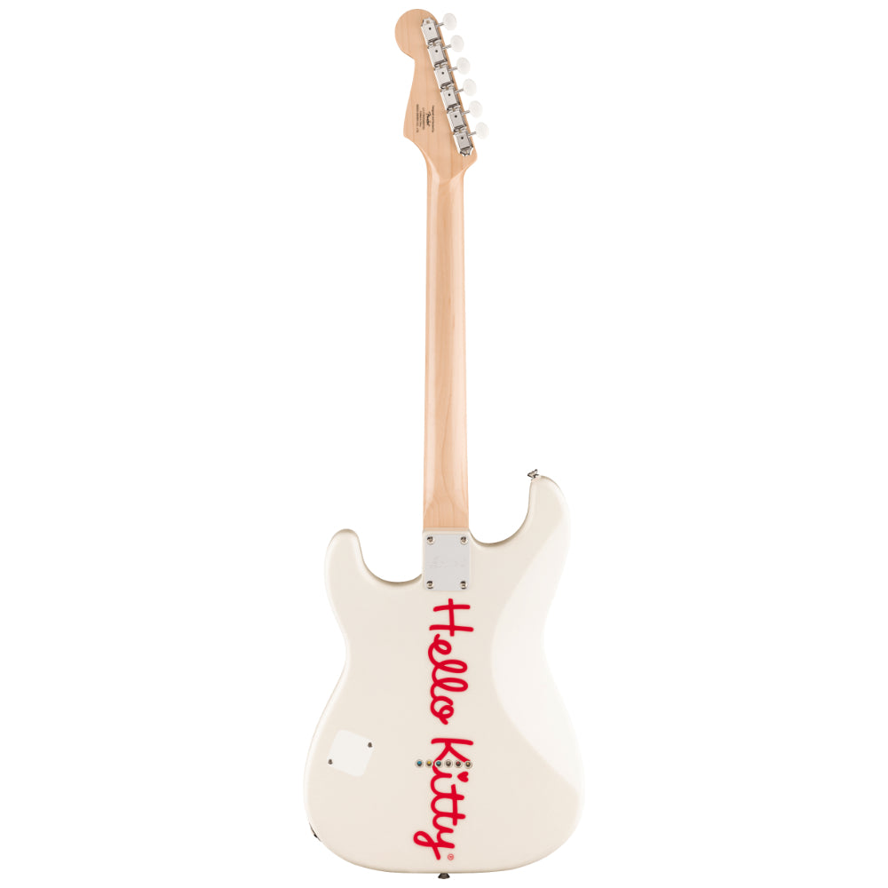Squier Hello Kitty Stratocaster White Body View ; Squier Hello Kitty Stratocaster White Full View ; Squier Hello Kitty Stratocaster White Back View