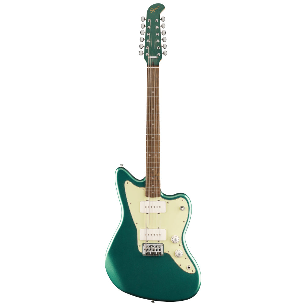 Squier Limited Edition Paranormal Jazzmaster XII Sherwood Green Body View ; Squier Limited Edition Paranormal Jazzmaster XII Sherwood Green Full View ; Squier Limited Edition Paranormal Jazzmaster XII Sherwood Green Back View