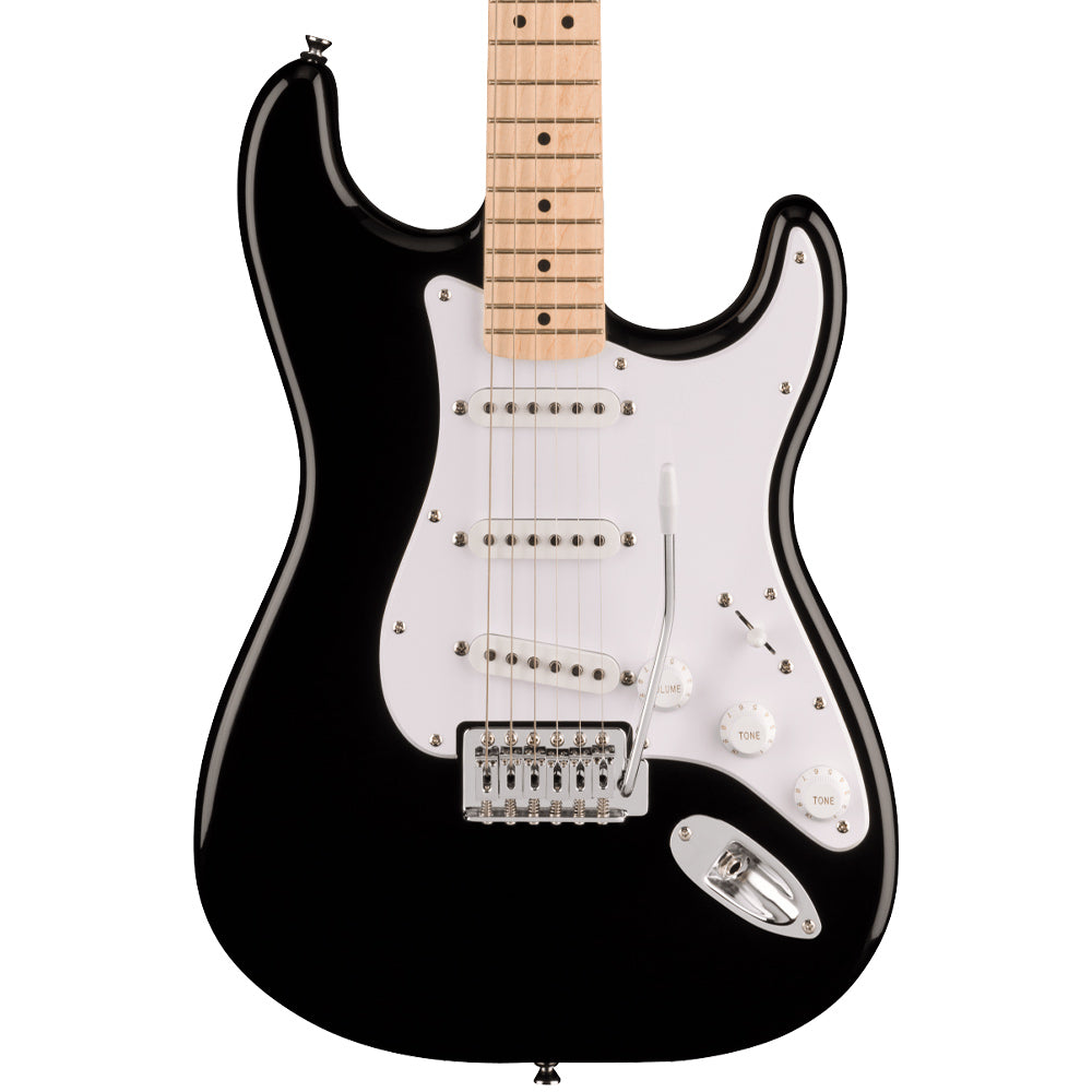 Squier Sonic Stratocaster Black Electric Guitar Front ; Squier Sonic Stratocaster Black Electric Guitar Full