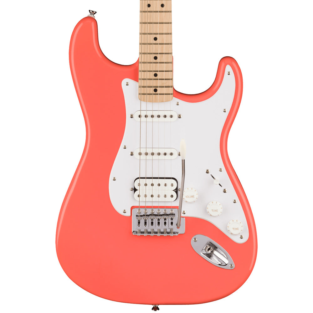 Squier Sonic Stratocaster HSS Tahition Coral Electric Guitar Front ; Squier Sonic Stratocaster HSS Tahition Coral Electric Guitar Full