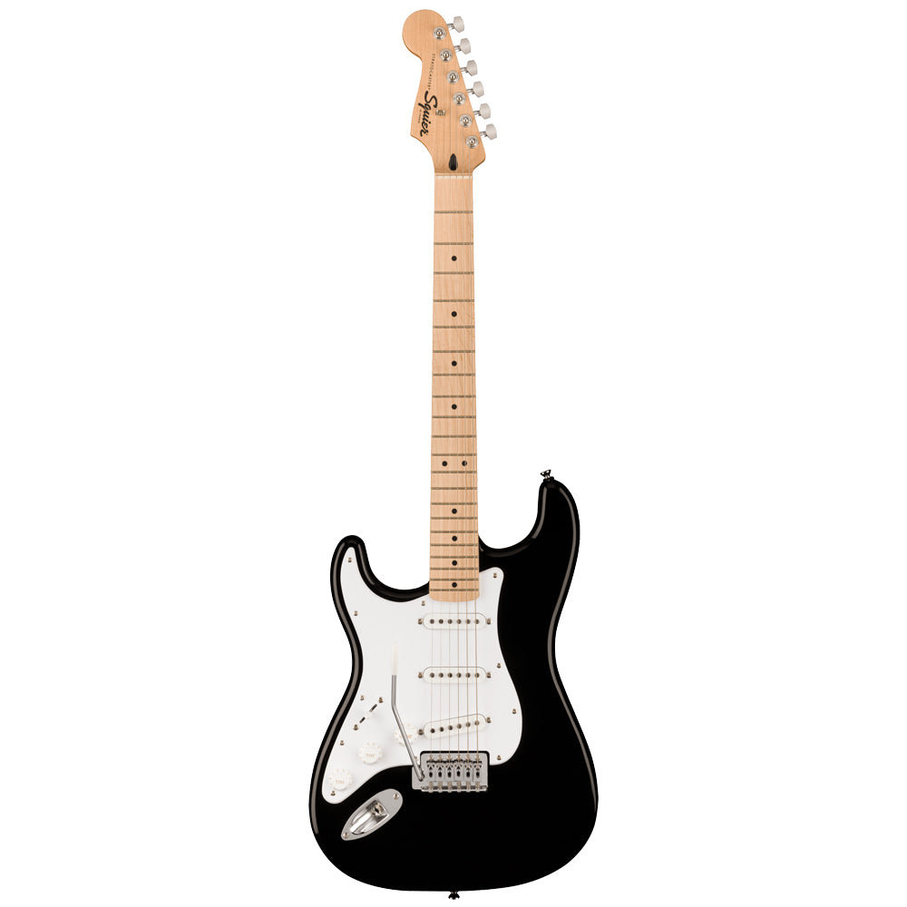 Squier Sonic Stratocaster Left-Handed Black Electric Guitar Front ; Squier Sonic Stratocaster Left-Handed Black Electric Guitar Full