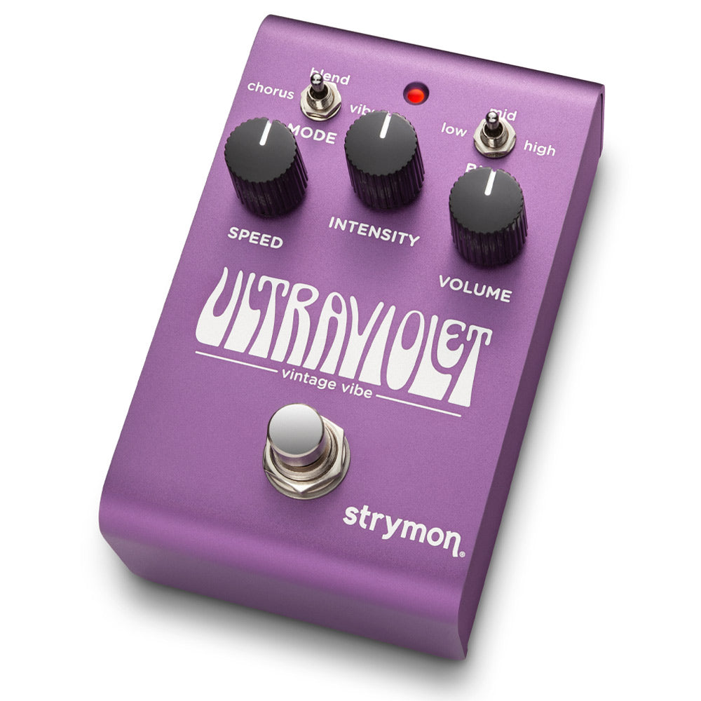 Strymon Ultraviolet Vintage Vibe Pedal ; Strymon Ultraviolet Vintage Vibe Pedal Angle ; Strymon Ultraviolet Vintage Vibe Pedal Rear