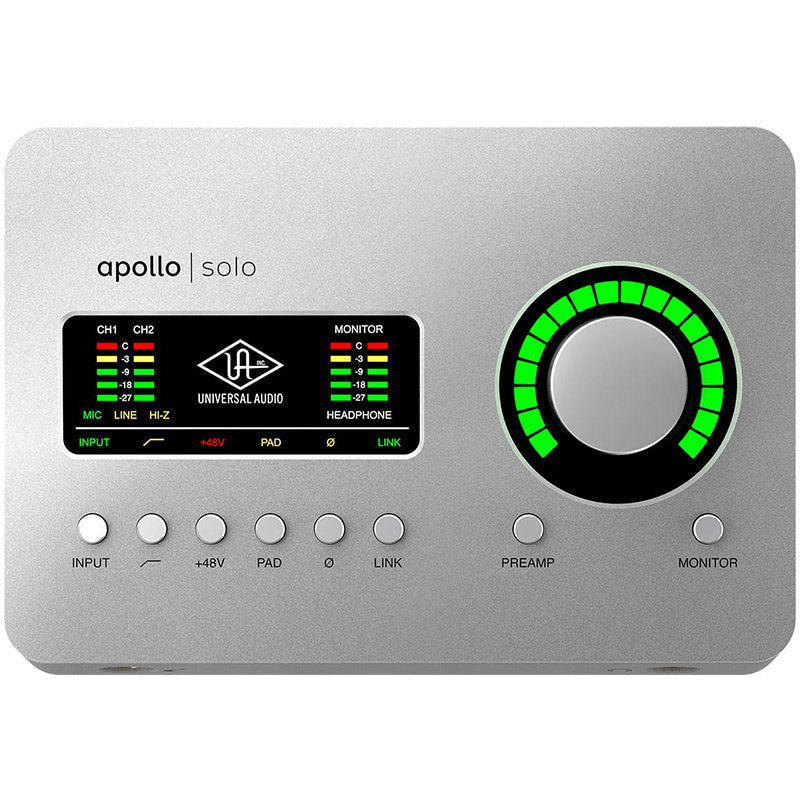 Universal Audio Apollo Solo USB front ; Universal Audio Apollo Solo USB angle ; Universal Audio Apollo Solo USB Heritage Edition Audio Interface (PC) ; Universal Audio Apollo Solo USB Heritage Edition Audio Interface (PC) ; Universal Audio Apollo Solo USB Heritage Edition Audio Interface (PC) ; Universal Audio Apollo Solo USB Heritage Edition Audio Interface (PC) ; Universal Audio Apollo Solo USB Heritage Edition Audio Interface (PC) ; Universal Audio Apollo Solo USB back