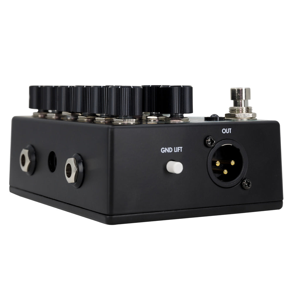 Walrus Audio Badwater Bass Pre-Amp D.I. Front ; Walrus Audio Badwater Bass Pre-Amp D.I. Angle ; Walrus Audio Badwater Bass Pre-Amp D.I. Side