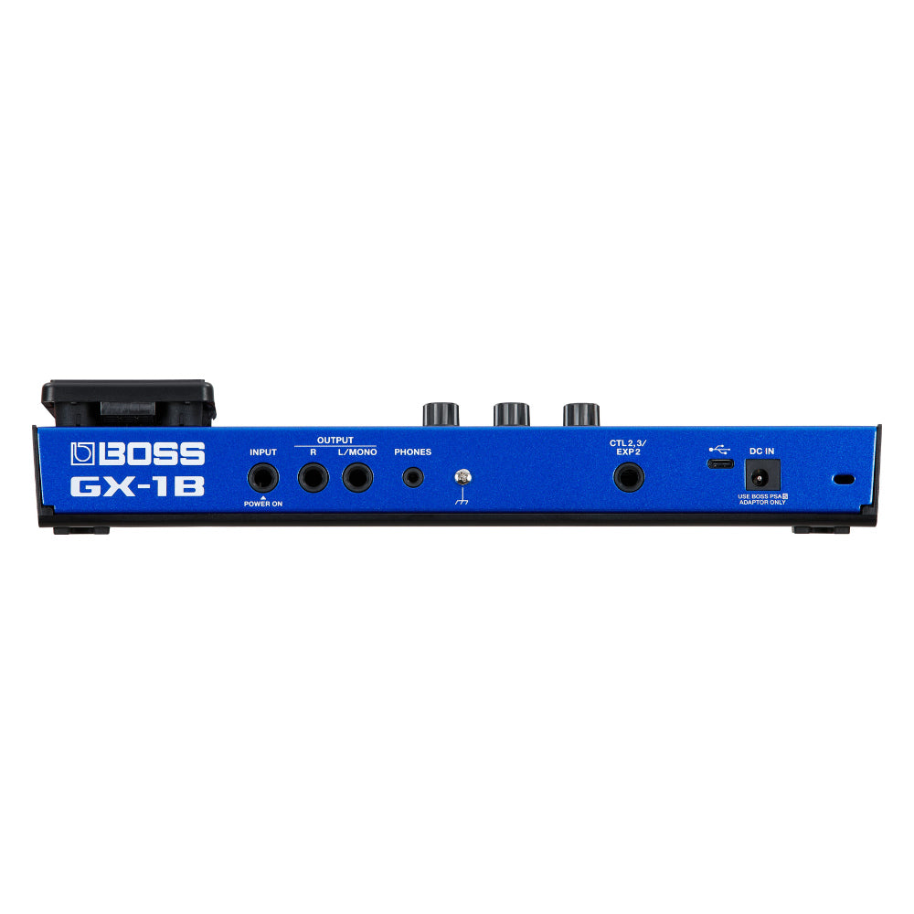 Boss GX1B Controls & Top View ; Boss GX1B Angled View ; Boss GX1B I/O View