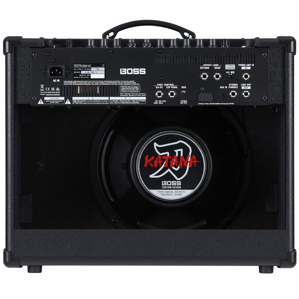 Boss KATANA 100 Gen 3 Guitar Amplifier Front ; Boss KATANA 100 Gen 3 Guitar Amplifier Top ; Boss KATANA 100 Gen 3 Guitar Amplifier Rear