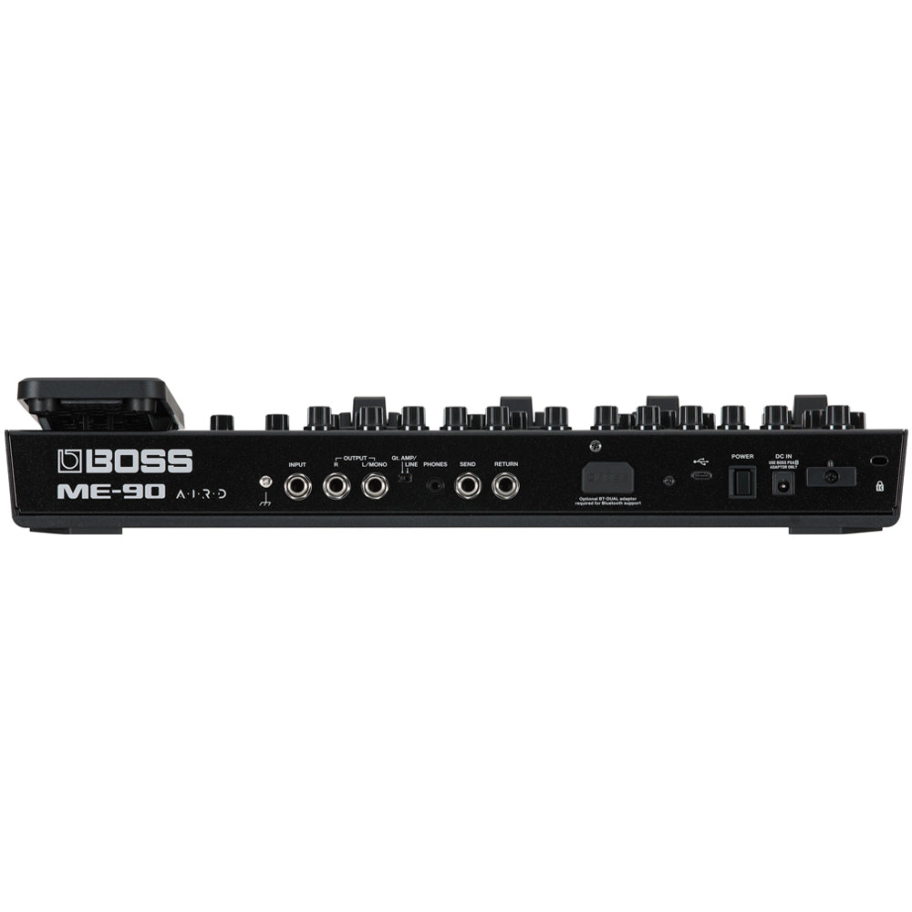 Boss ME-90 Guitar Multi Effects Pedal Front ; Boss ME-90 Guitar Multi Effects Pedal Angle ; Boss ME-90 Guitar Multi Effects Pedal Rear