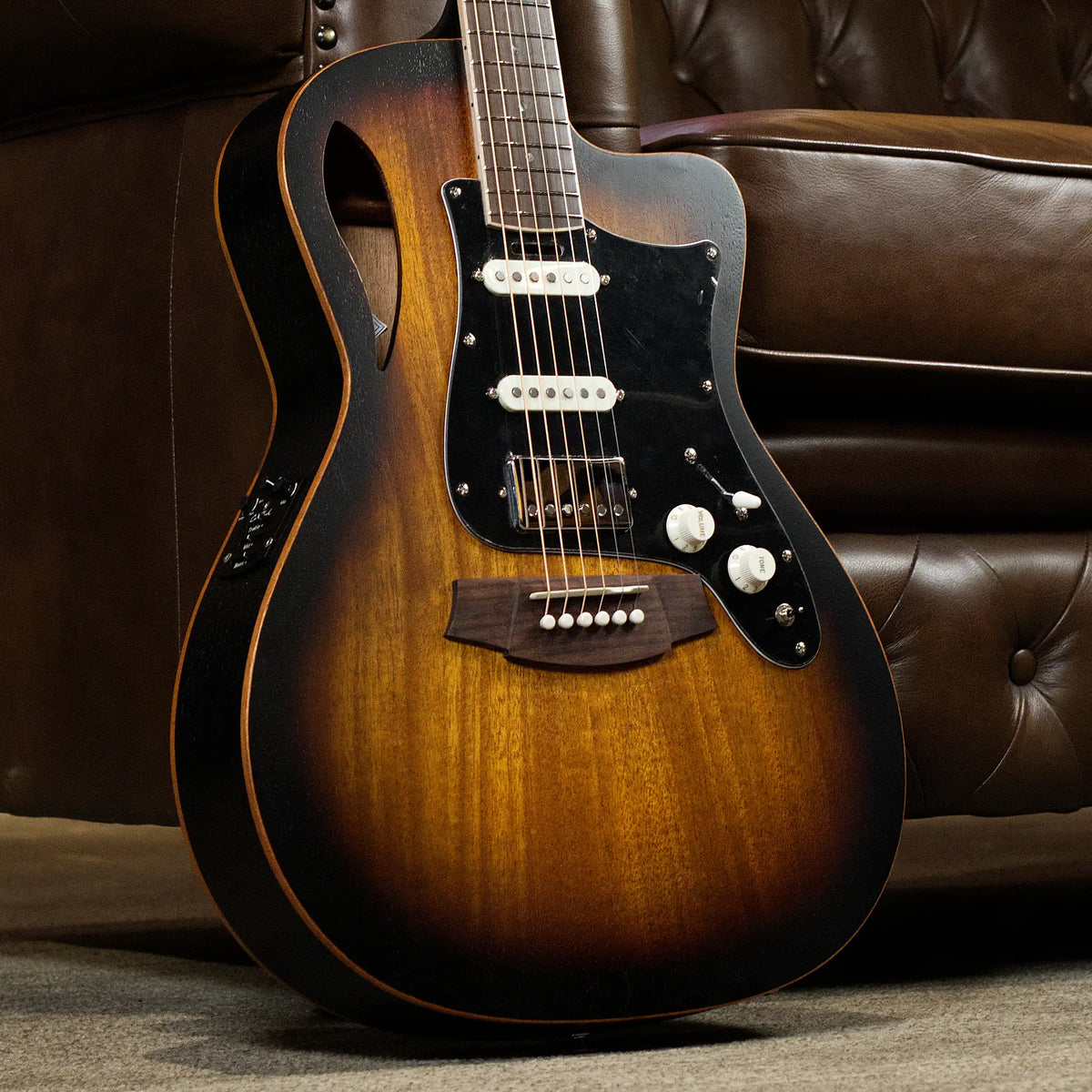 Cole Clark Studio Thinline TL1EC All-Mahogany HSS Acoustic Guitar (Sunburst)