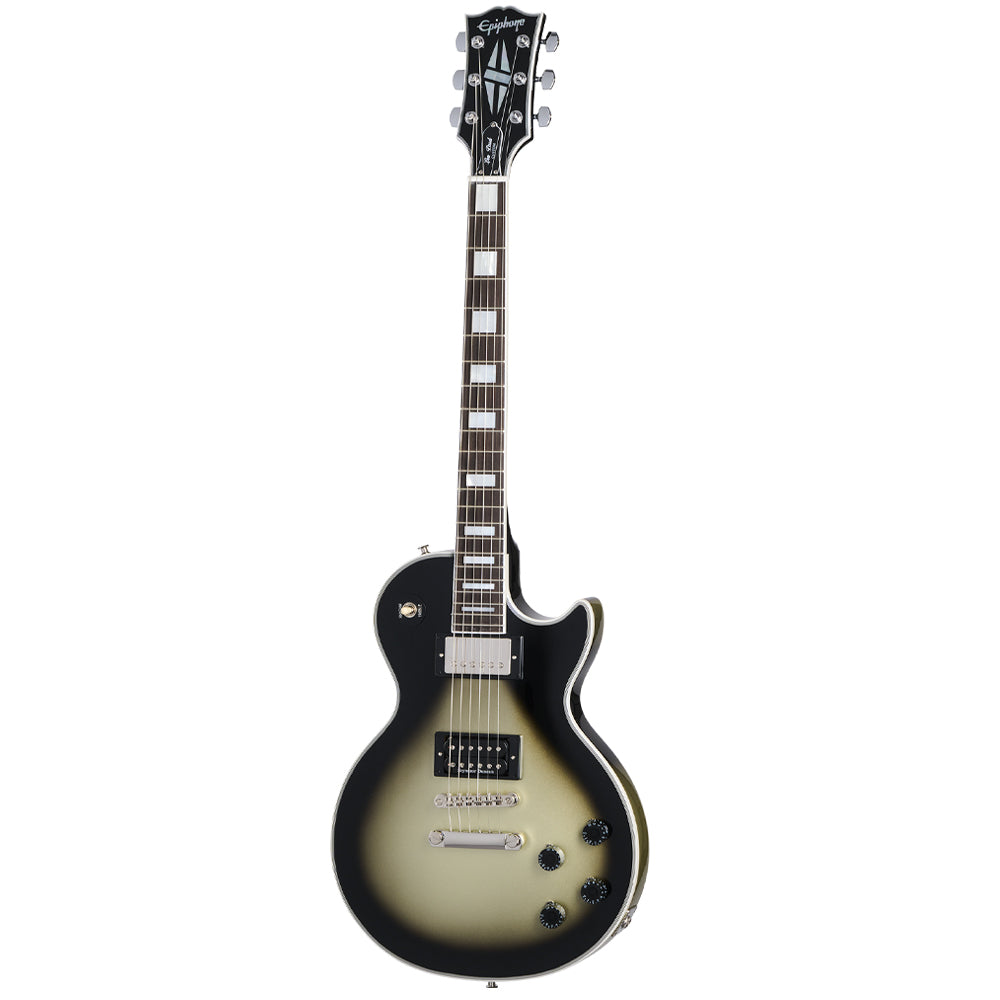 Epiphone Adam Jones 1979 Les Paul Custom Antique Silverburst Front ; Epiphone Adam Jones 1979 Les Paul Custom Antique Silverburst Full ; Epiphone Adam Jones 1979 Les Paul Custom Antique Silverburst Rear ; Epiphone Adam Jones 1979 Les Paul Custom Antique Silverburst Headstock Front ; Epiphone Adam Jones 1979 Les Paul Custom Antique Silverburst Headstock Rear ; Epiphone Adam Jones 1979 Les Paul Custom Antique Silverburst Case