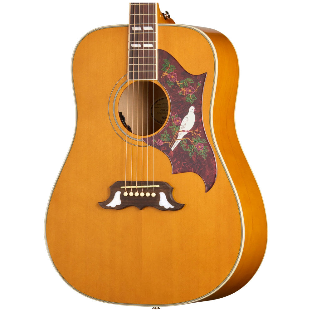 Epiphone Dove Studio Natural Body View ; Epiphone Dove Studio Natural Full View ; Epiphone Dove Studio Natural Back View