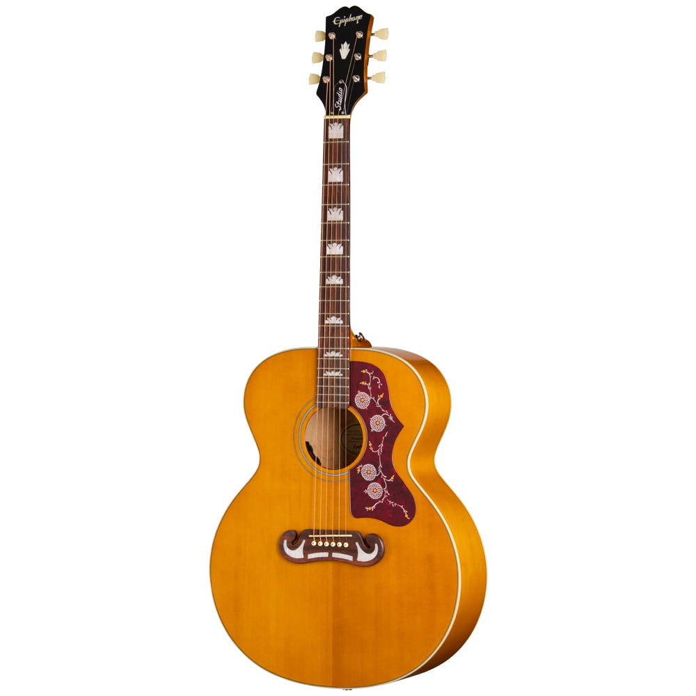 Epiphone J-200 Studio Natural Body View ; Epiphone J-200 Studio Natural Full View ; Epiphone J-200 Studio Natural Back View