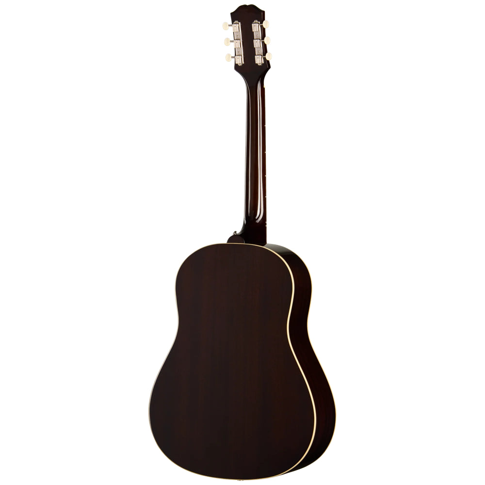 Epiphone J-45 Studio Vintage Sunburst Body View ; Epiphone J-45 Studio Vintage Sunburst Full View ; Epiphone J-45 Studio Vintage Sunburst Back View