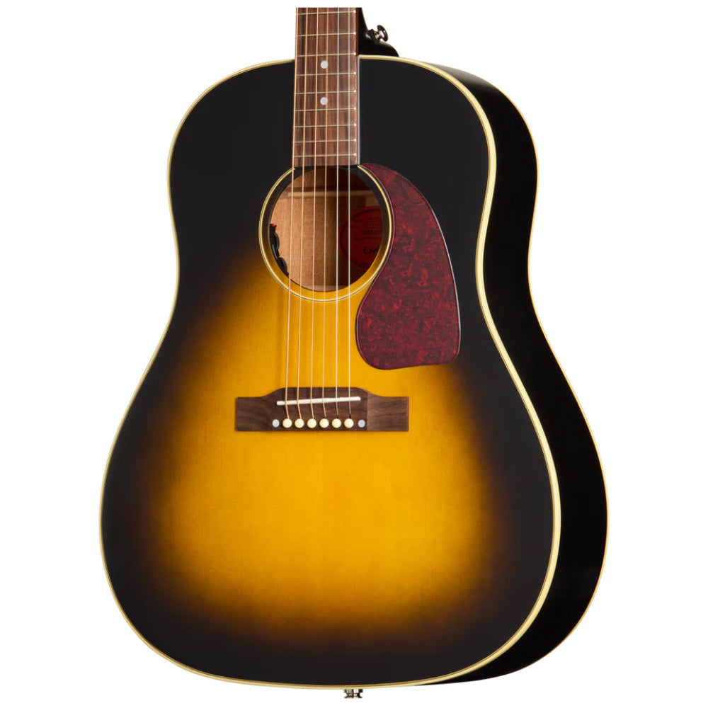 Epiphone J45 Standard Vintage Sunburst Body View ; Epiphone J45 Standard Vintage Sunburst Full View ; Epiphone J45 Standard Vintage Sunburst Back View