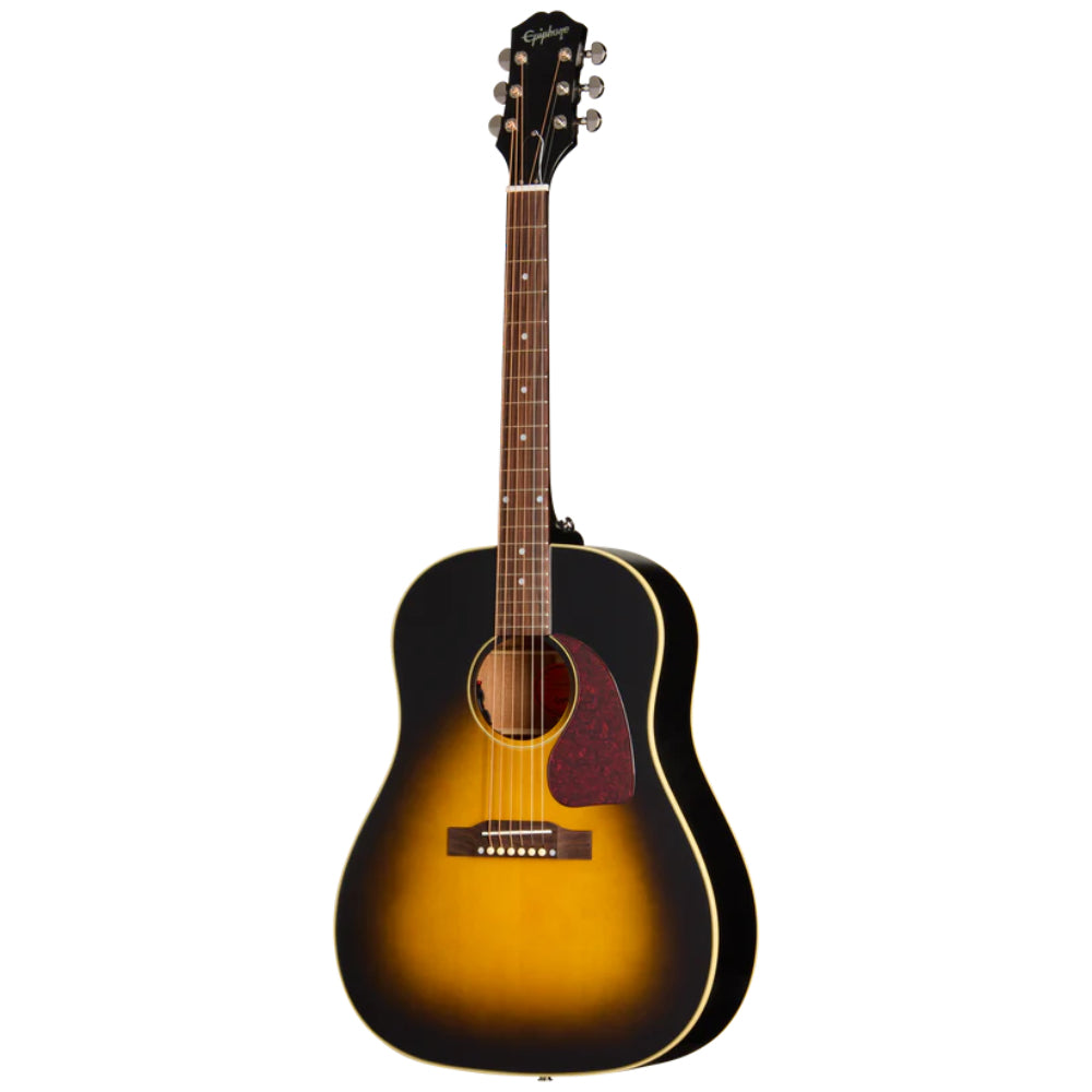 Epiphone J45 Standard Vintage Sunburst Body View ; Epiphone J45 Standard Vintage Sunburst Full View ; Epiphone J45 Standard Vintage Sunburst Back View
