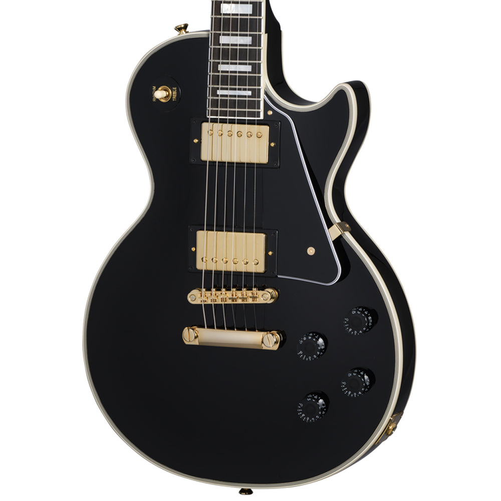 Epiphone Les Paul Custom Ebony Electric Guitar Front ; Epiphone Les Paul Custom Ebony Electric Guitar Full