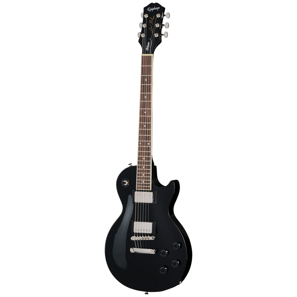 Epiphone Les Paul Tribute Ebony Body View ; Epiphone Les Paul Tribute Ebony Full View ; Epiphone Les Paul Tribute Ebony Back View