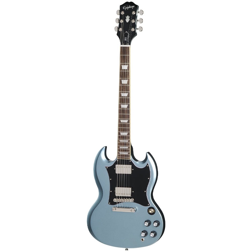 Epiphone SG Standard Pelham Blue Close view ; Epiphone SG Standard Pelham Blue Full view ; Epiphone SG Standard Pelham Blue back view