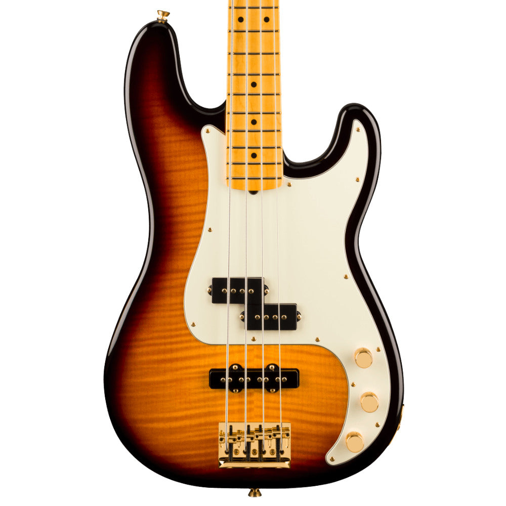 Fender 75th Anniversary American Professional Precision Bass 2-Colour Sunburst Body View ; Fender 75th Anniversary American Professional Precision Bass 2-Colour Sunburst Full View ; Fender 75th Anniversary American Professional Precision Bass 2-Colour Sunburst Back View