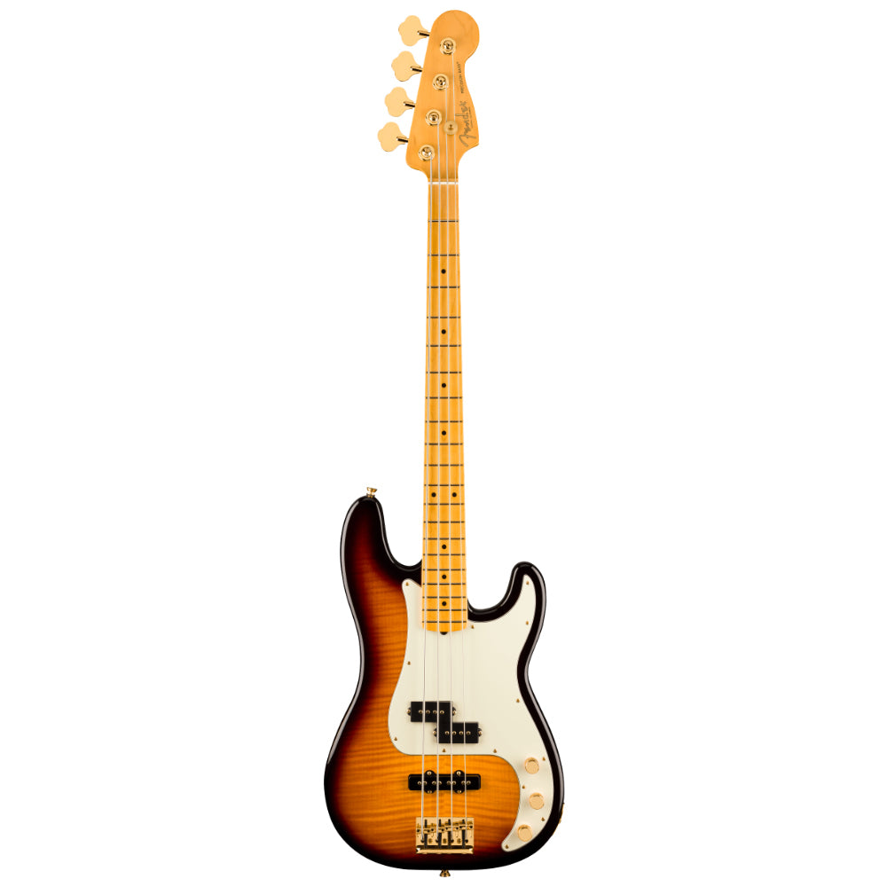 Fender 75th Anniversary American Professional Precision Bass 2-Colour Sunburst Body View ; Fender 75th Anniversary American Professional Precision Bass 2-Colour Sunburst Full View ; Fender 75th Anniversary American Professional Precision Bass 2-Colour Sunburst Back View