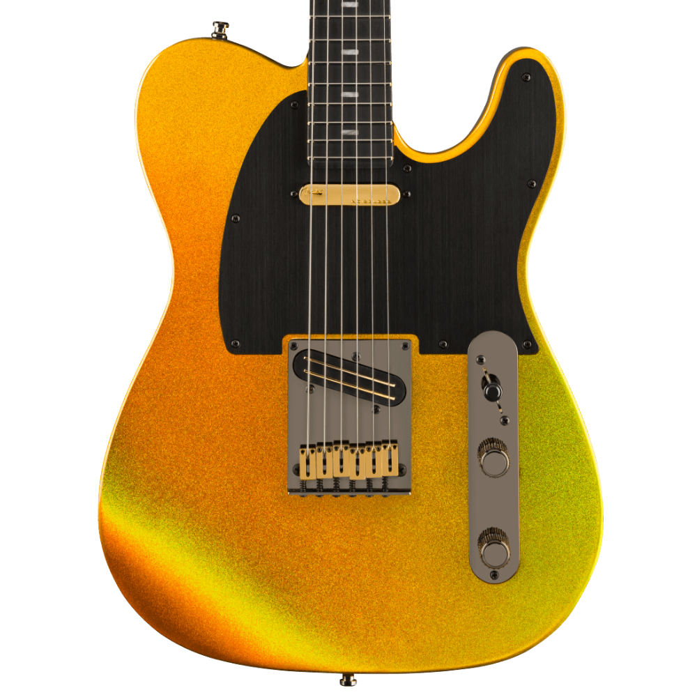 Fender 75th Anniversary American Ultra II Telecaster Liquid Gold Body View ; Fender 75th Anniversary American Ultra II Telecaster Liquid Gold Full View ; Fender 75th Anniversary American Ultra II Telecaster Liquid Gold Back View