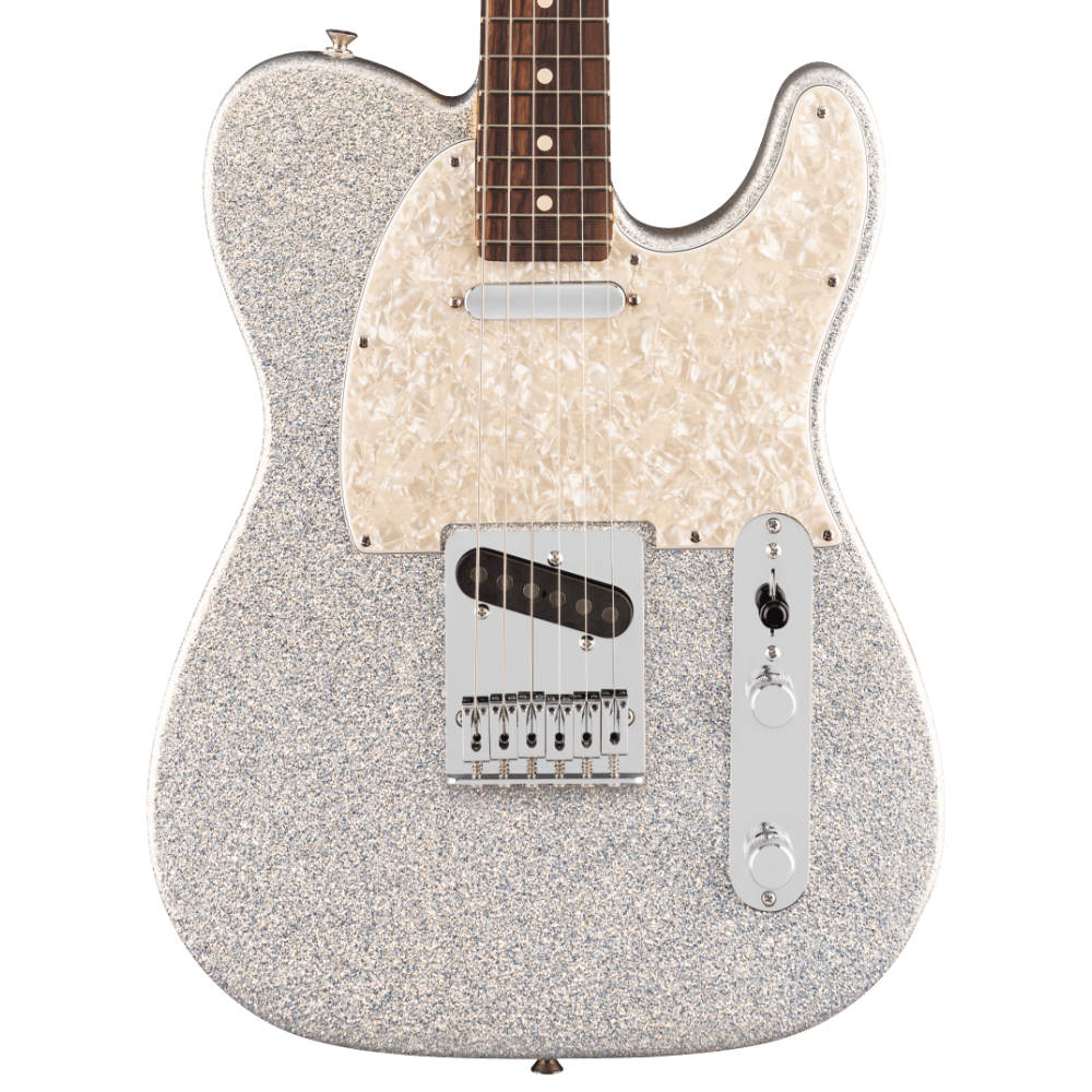 Fender 75th Anniversary Player II Telecaster Diamond Dust Sparkle Body View ; Fender 75th Anniversary Player II Telecaster Diamond Dust Sparkle Full View ; Fender 75th Anniversary Player II Telecaster Diamond Dust Sparkle Back View