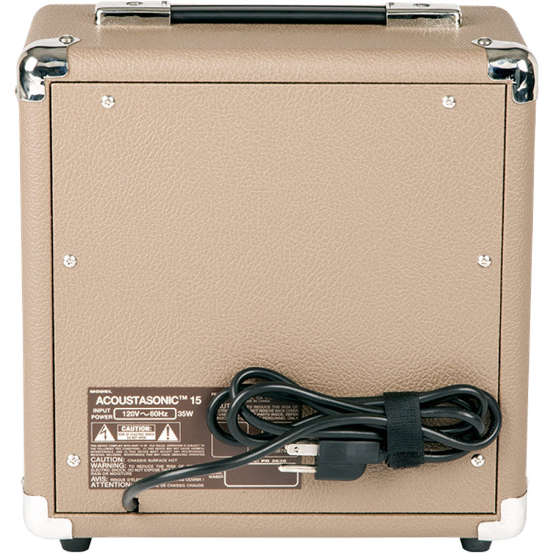Fender Acoustasonic 15 Acoustic Amp front ; Fender Acoustasonic 15 Acoustic Amp back