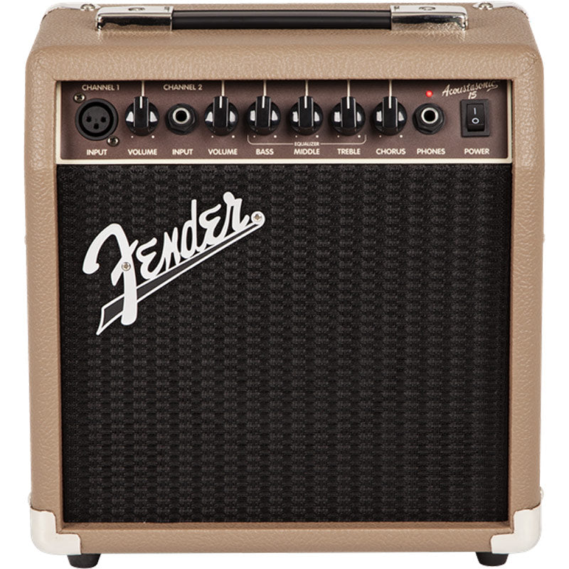 Fender Acoustasonic 15 Acoustic Amp front ; Fender Acoustasonic 15 Acoustic Amp back