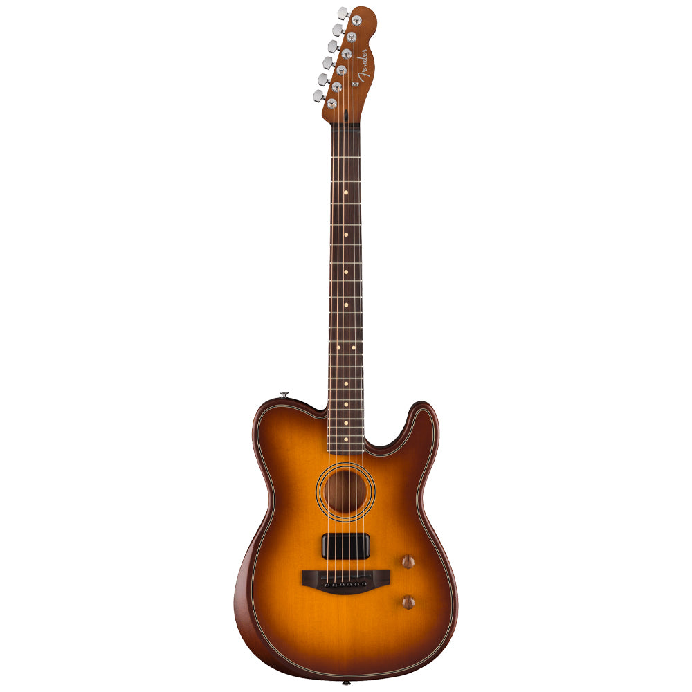 Fender Acoustasonic Standard Telecaster Honey Burst body view ; Fender Acoustasonic Standard Telecaster Honey Burst full view ; Fender Acoustasonic Standard Telecaster Honey Burst back view