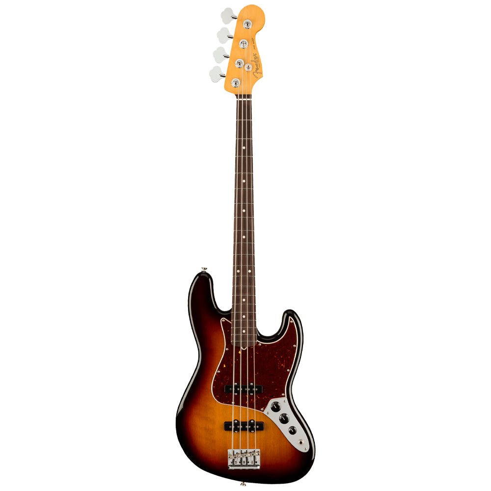 Fender American Professional II Jazz Bass 3-Colour Sunburst Close view ; Fender American Professional II Jazz Bass 3-Colour Sunburst Full view ; Fender American Professional II Jazz Bass 3-Colour Sunburst Back view
