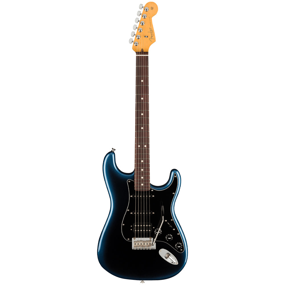 Fender American Professional II Stratocaster HSS Dark Night close view ; Fender American Professional II Stratocaster HSS Dark Night full view ; Fender American Professional II Stratocaster HSS Dark Night back view