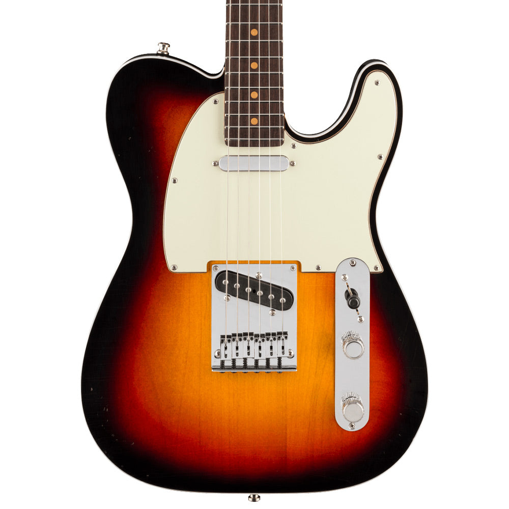 Fender American Ultra Luxe Vintage '60s Telecaster Custom 3-Colour Sunburst Close view ; Fender American Ultra Luxe Vintage '60s Telecaster Custom 3-Colour Sunburst full view ; Fender American Ultra Luxe Vintage '60s Telecaster Custom 3-Colour Sunburst back view
