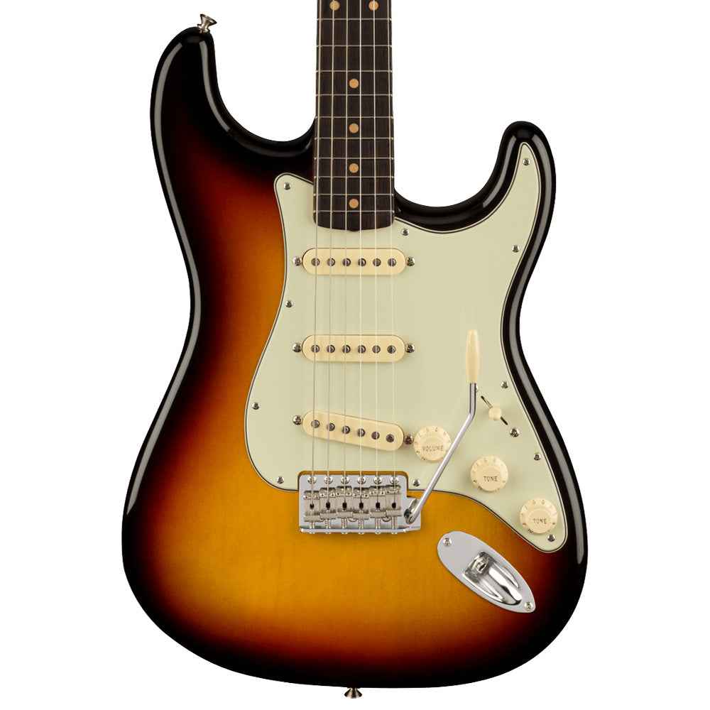 Fender American Vintage II 1961 Stratocaster 3-Colour Sunburst close view ; Fender American Vintage II 1961 Stratocaster 3-Colour Sunburst full view ; Fender American Vintage II 1961 Stratocaster 3-Colour Sunburst back view