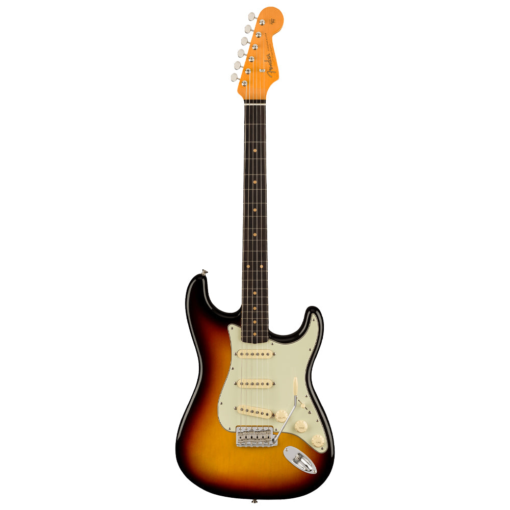 Fender American Vintage II 1961 Stratocaster 3-Colour Sunburst close view ; Fender American Vintage II 1961 Stratocaster 3-Colour Sunburst full view ; Fender American Vintage II 1961 Stratocaster 3-Colour Sunburst back view