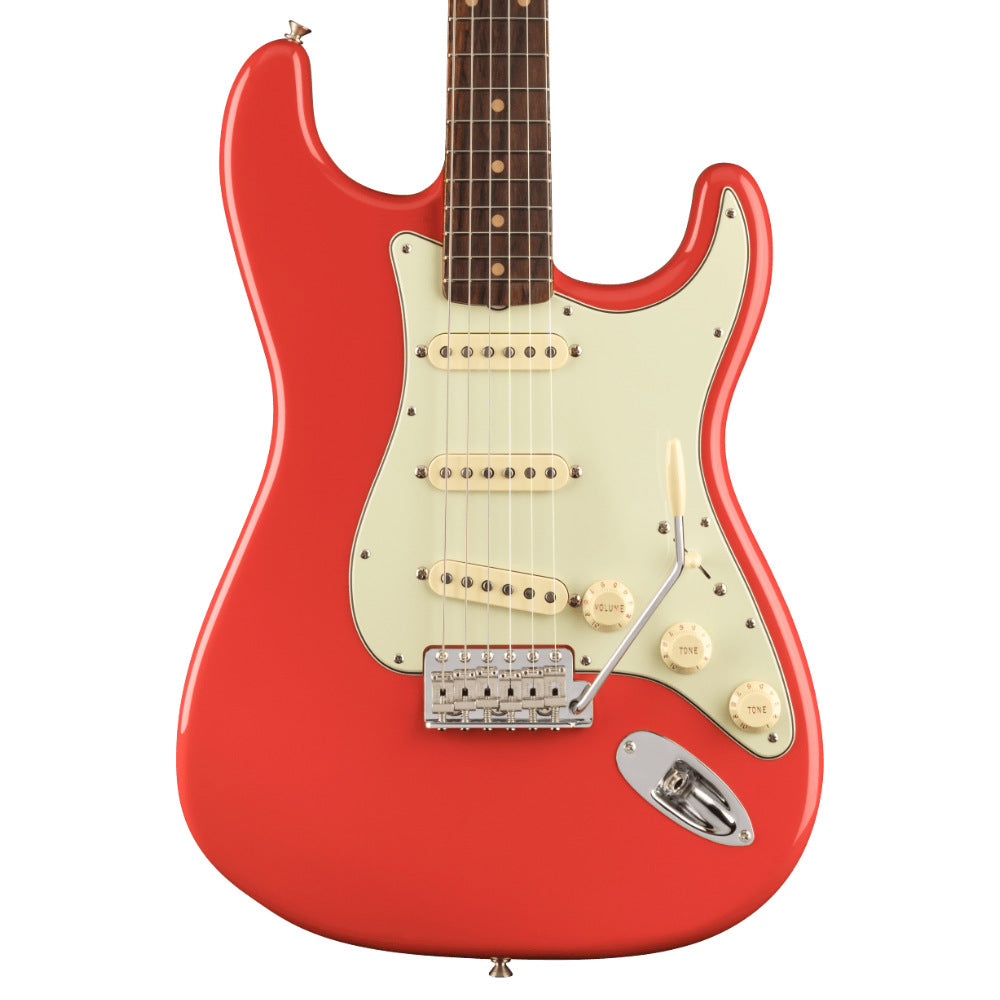 Fender American Vintage II 1961 Stratocaster Fiesta Red Body View ; Fender American Vintage II 1961 Stratocaster Fiesta Red Full View ; Fender American Vintage II 1961 Stratocaster Fiesta Red Back View