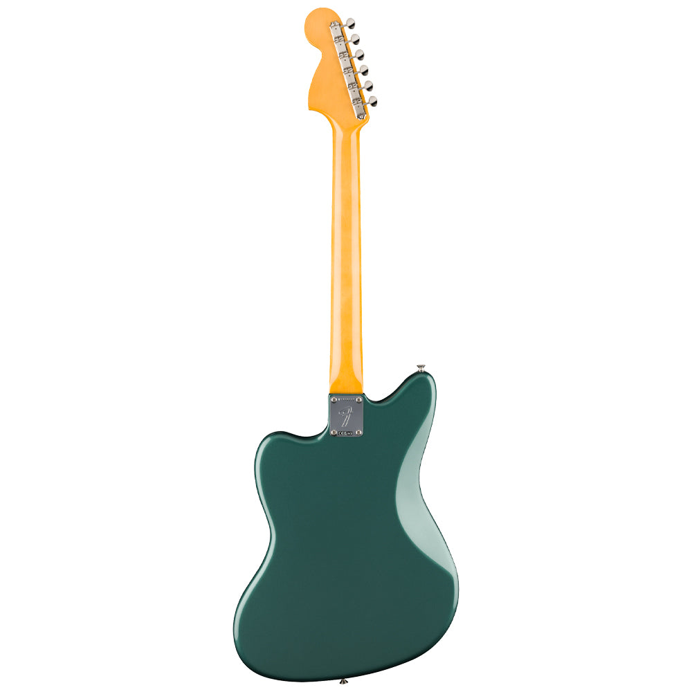 Fender American Vintage II 1966 Jazzmaster Sherwood Green close view ; Fender American Vintage II Jazzmaster Sherwood Green ; Fender American Vintage II 1966 Jazzmaster Sherwood Green Metallic back view