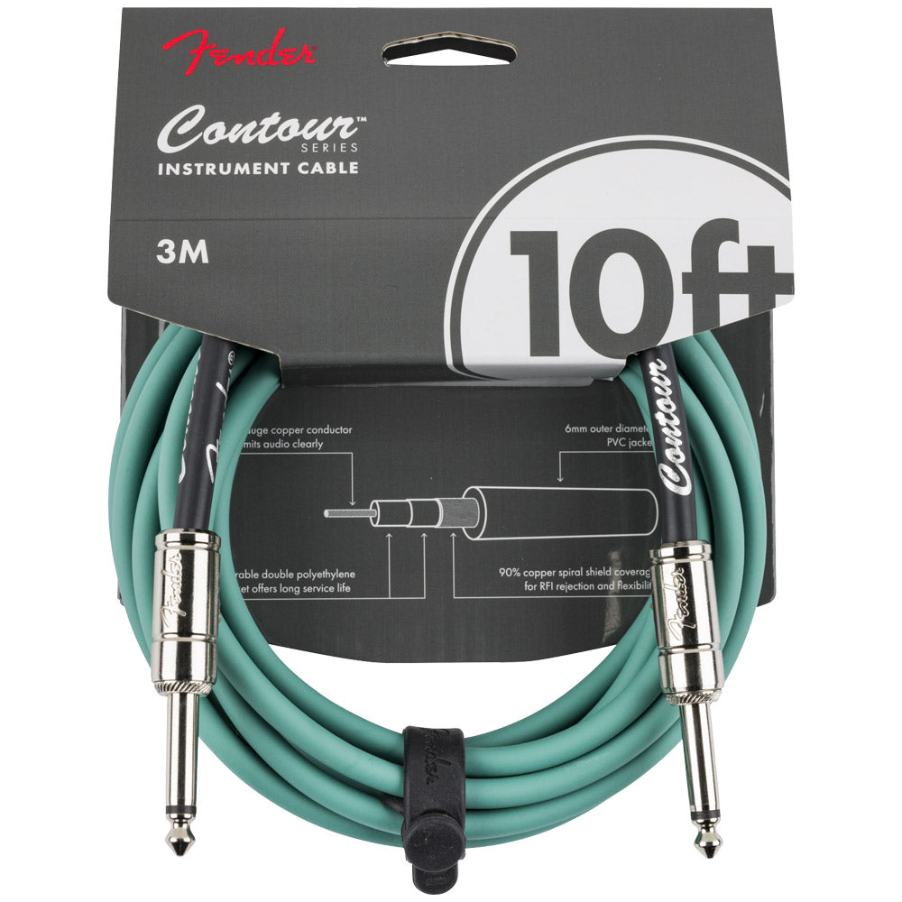 Fender Contour Instrument Cable 10ft Sherwood Green Unpacked ; Fender Contour Instrument Cable 10ft Sherwood Green Packed