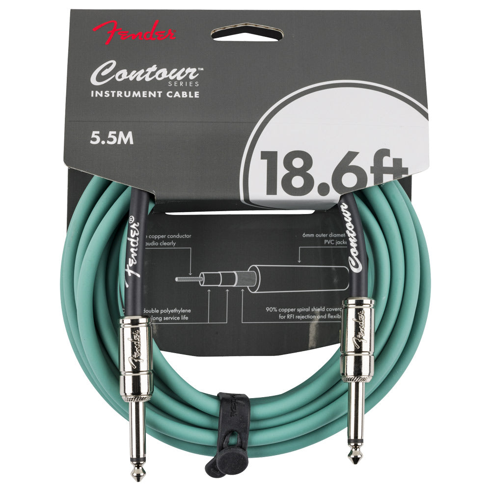 Fender Contour Instrument Cable 18.6ft Sherwood Green Unpacked ; Fender Contour Instrument Cable 18.6ft Sherwood Green Packed