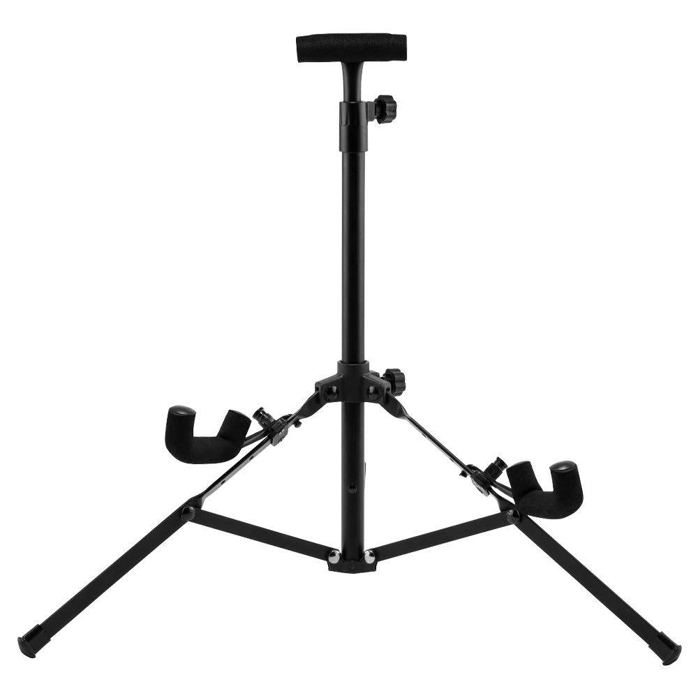 Fender Jazz Bass & Offset Mini Guitar Stand ; Fender Jazz Bass & Offset Mini Guitar Stand Folded ; Fender Jazz Bass & Offset Mini Guitar Stand Front Example ; Fender Jazz Bass & Offset Mini Guitar Stand Rear Example