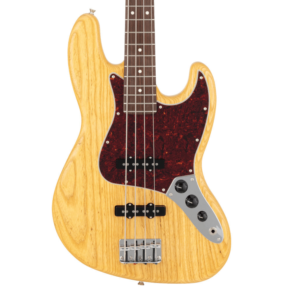 Fender Limited Edition Made In Japan Raw Ash Jazz Bass Vintage Natural Body View ; Fender Limited Edition Made In Japan Raw Ash Jazz Bass Vintage Natural Full View ; Fender Limited Edition Made In Japan Raw Ash Jazz Bass Vintage Natural Back View