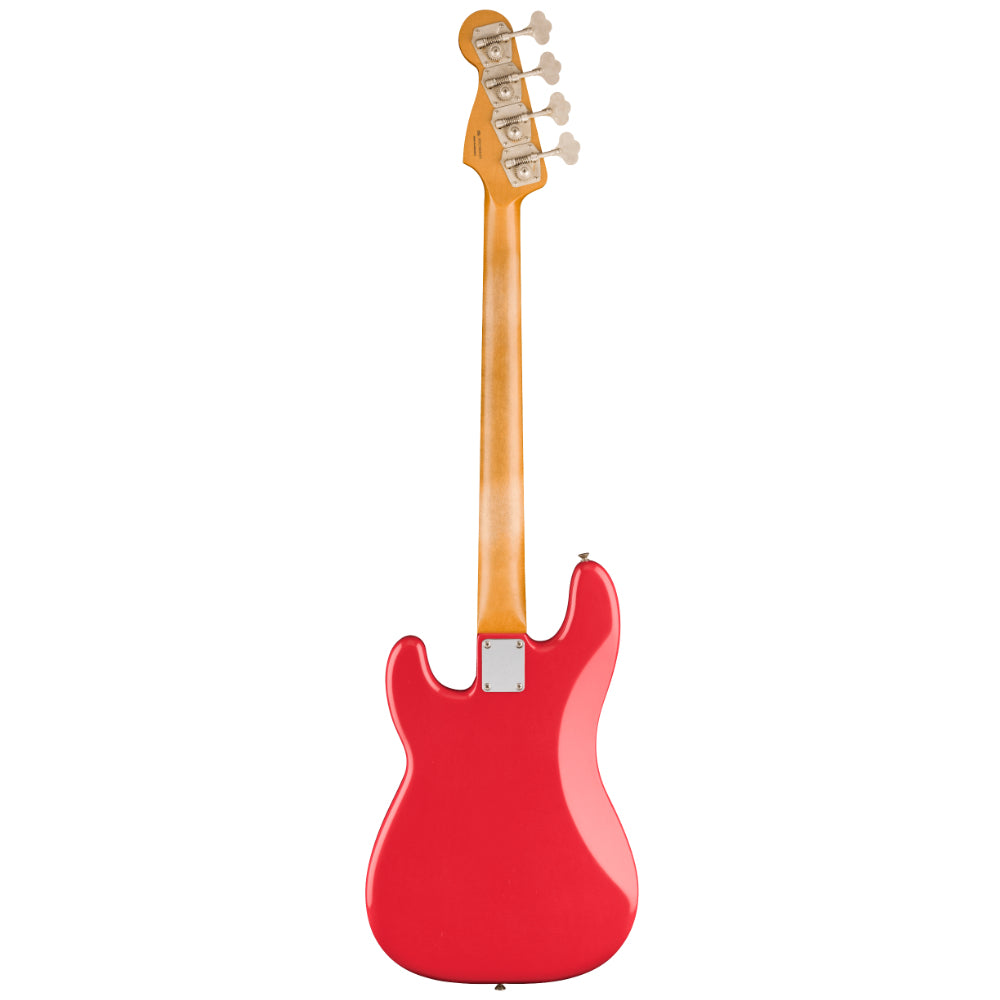 Fender Limited Edition Road Worn Vintera II '60s Precision Bass Fiesta Red Body View ; Fender Limited Edition Road Worn Vintera II '60s Precision Bass Fiesta Red Full View ; Fender Limited Edition Road Worn Vintera II '60s Precision Bass Fiesta Red Back View